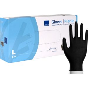 Nitril vizsgáló kesztyű - fekete L 100db (púdermentes)